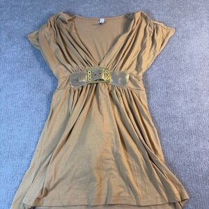 Kiwi Tan Belted Tunic Dress / Top 1466